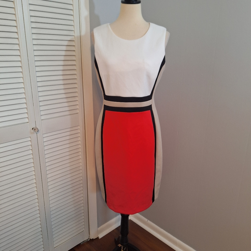 Calvin Klein Colorblock Sleeveless Sheath Dress Sz 12 *V - Picture 4 of 8